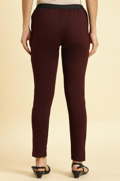 W for Woman Wine Basic Western Wear Leggings