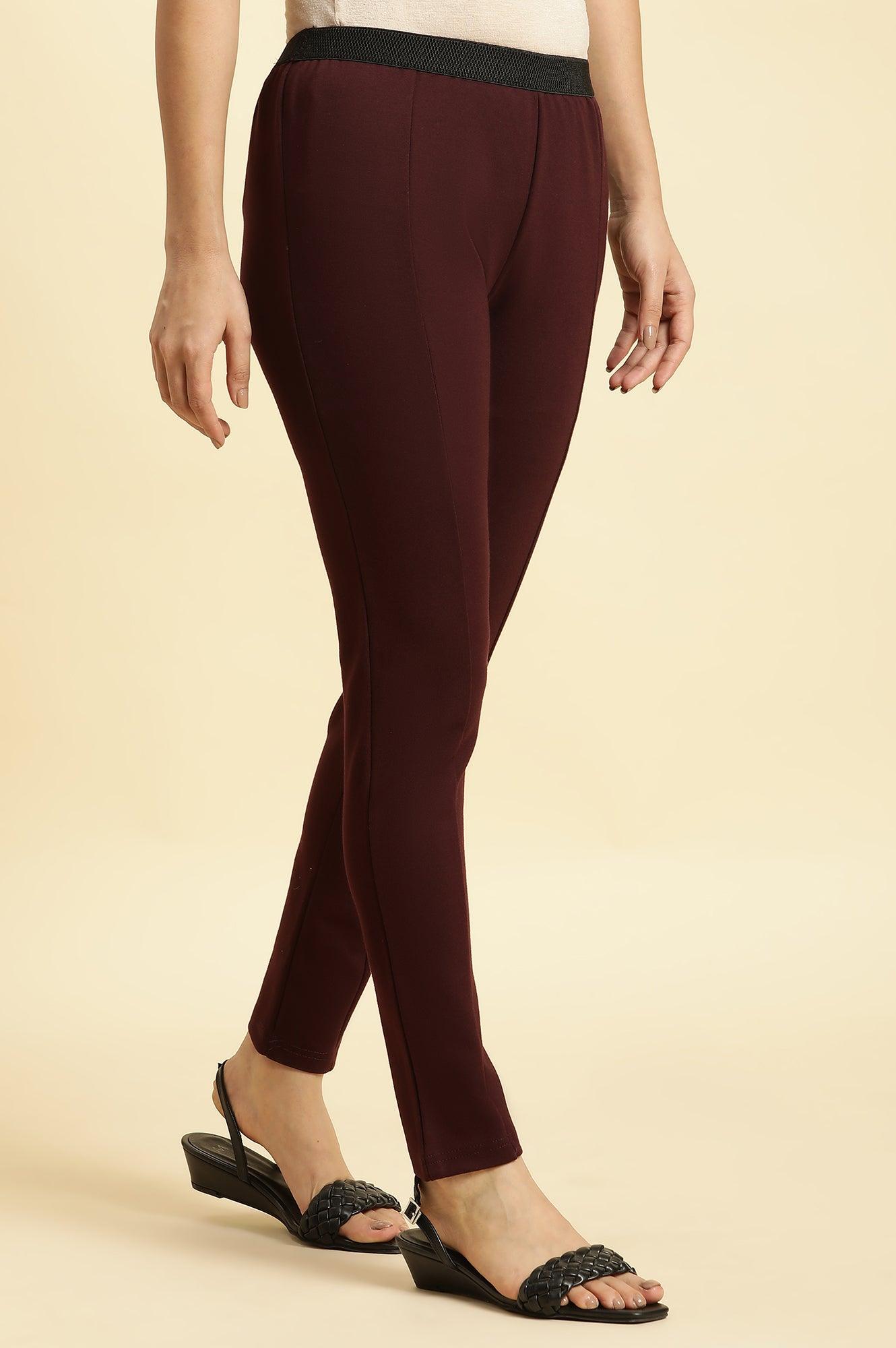 W for Woman Wine Basic Western Wear Leggings