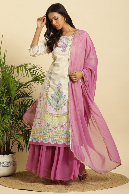 W for Woman Purple Chiffon Embellished Dupatta