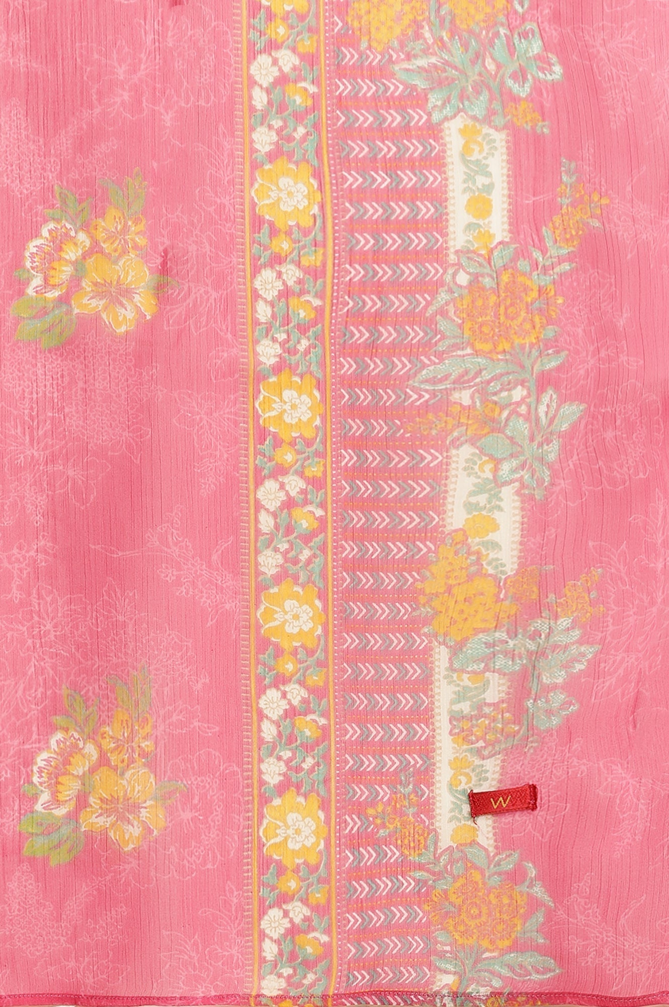 W for Woman Pink Floral Printed Chiffon Dupatta