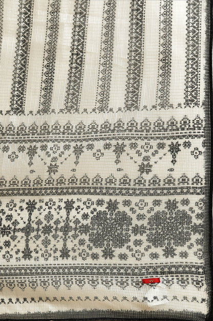 W for Woman Off-White & Black Kota Printed Dupatta