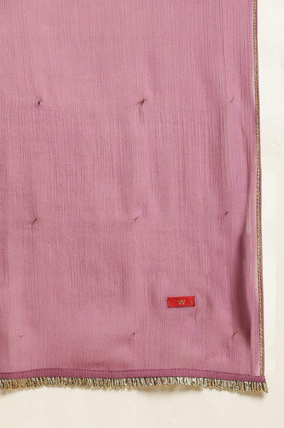 W for Woman Purple Chiffon Dupatta with Gota Border