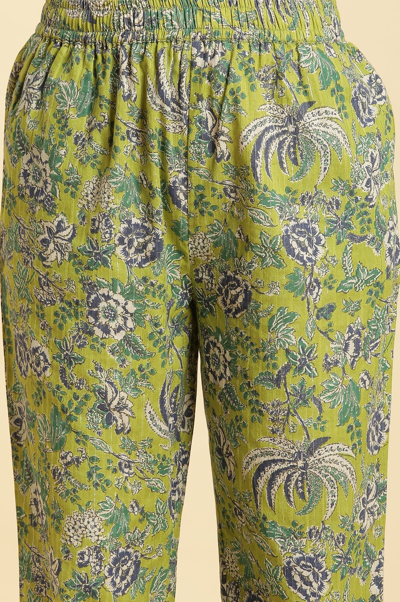 W for Woman Light Green Floral Printed Kurta, Pants And Dupatta Set
