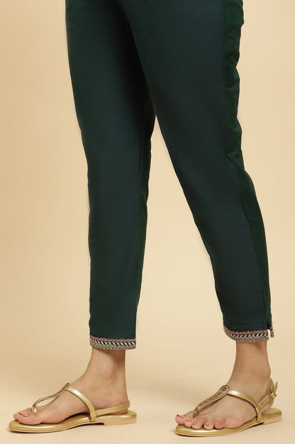 W for Woman Green Flared Embroidered Kurta, Pants And Dupatta Set