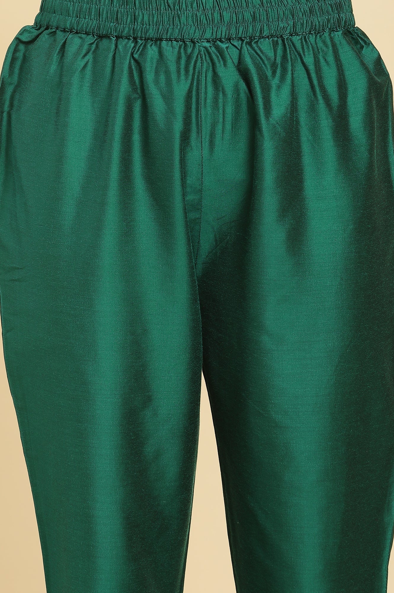W for Woman Green Panelled Embroidered Kurta, Slim Pants And Dupatta Set
