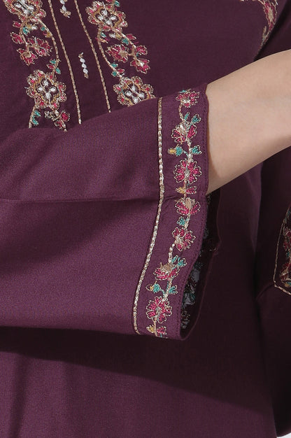 W for Woman Purple Embroidered Kurta And Pants Set