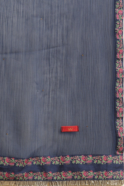 W for Woman Blue Floral Printed Kurta, Sharara And Dupatta Set