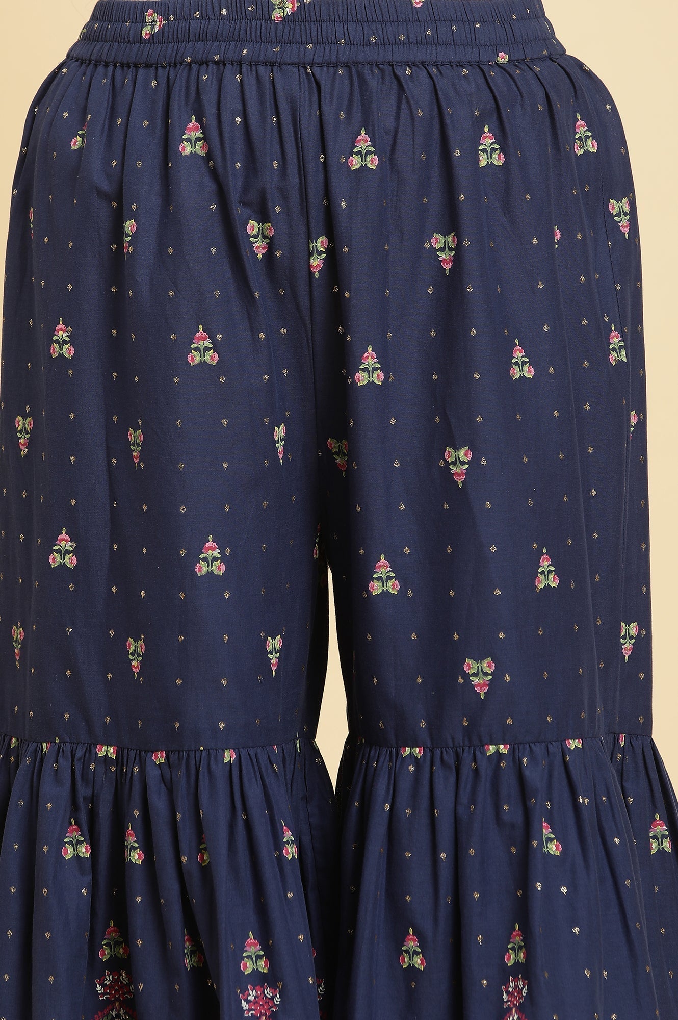 W for Woman Blue Floral Printed Kurta, Sharara And Dupatta Set