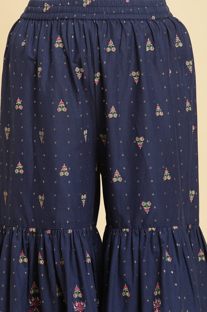 W for Woman Blue Floral Printed Kurta, Sharara And Dupatta Set