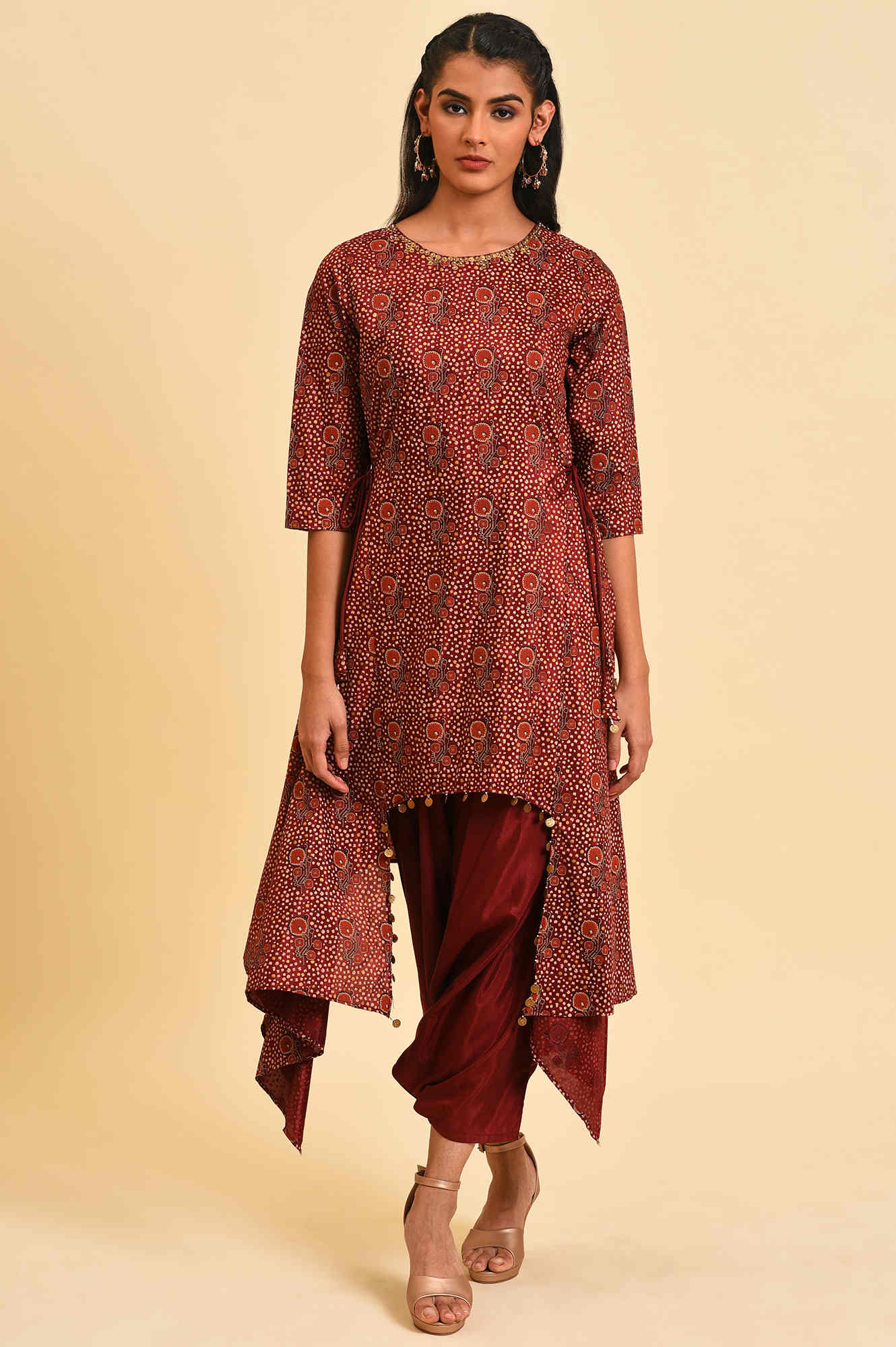 W for Woman Rosewood Red Fusion Layered Jumpsuit