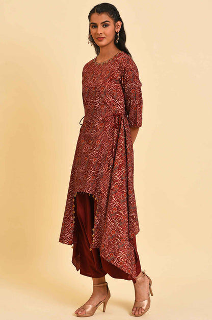 W for Woman Rosewood Red Fusion Layered Jumpsuit