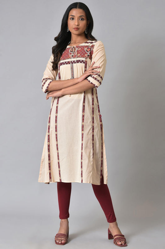 W for Woman Ecru Printed Straight Summer Plus Size kurta