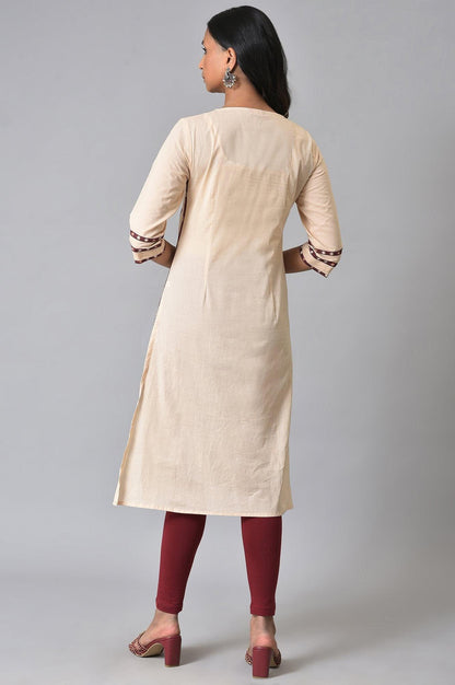W for Woman Ecru Printed Straight Summer kurta