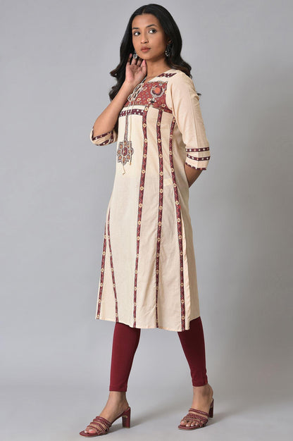 W for Woman Ecru Printed Straight Summer kurta