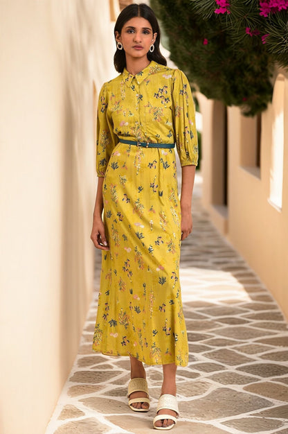 W for Woman Yellow Floral Printed Long Summer Dress