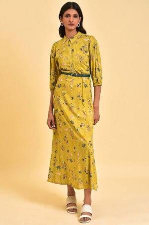 W for Woman Yellow Floral Printed Long Summer Dress