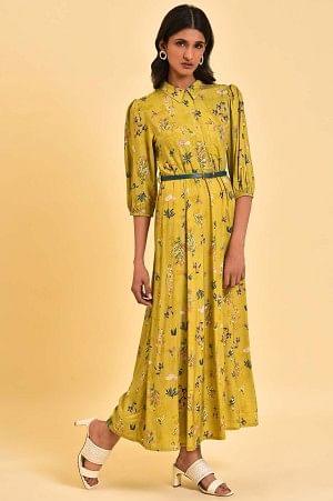 W for Woman Yellow Floral Printed Long Summer Dress