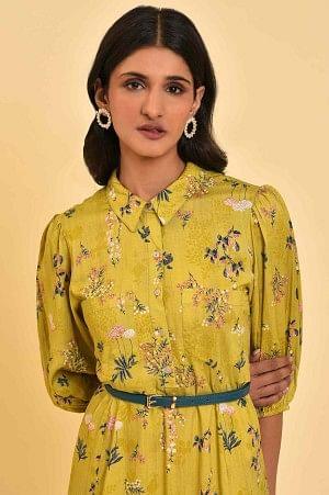 W for Woman Yellow Floral Printed Long Summer Dress