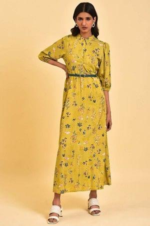 W for Woman Yellow Floral Printed Long Summer Dress