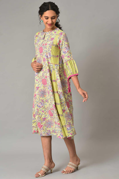 W for Woman Green Printed Godget Summer Dress