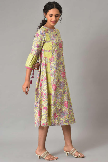W for Woman Green Printed Godget Summer Dress