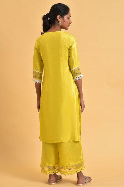 W for Woman Yellow Embroidered Shantun Festive kurta