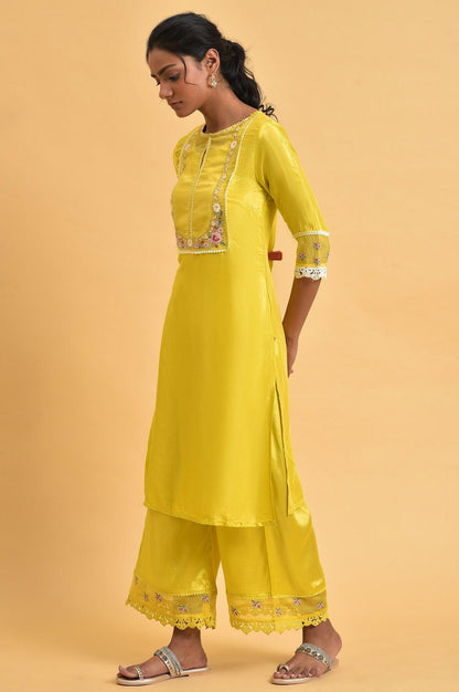 W for Woman Yellow Embroidered Shantun Festive kurta