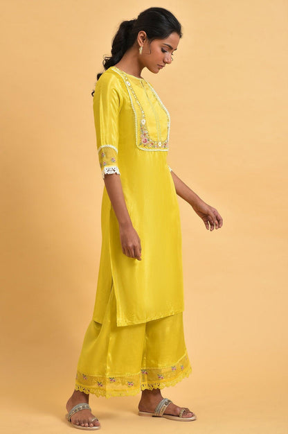W for Woman Yellow Embroidered Shantun Festive kurta