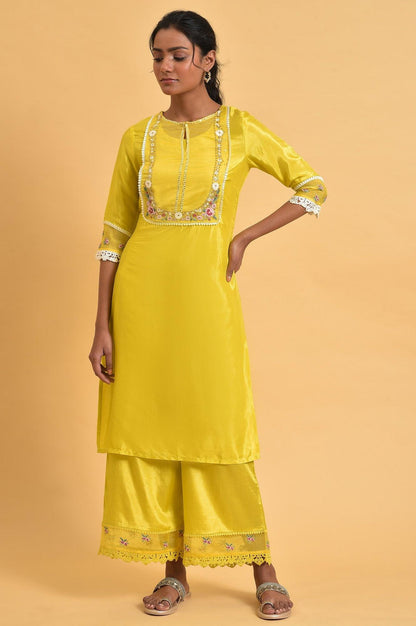 W for Woman Yellow Embroidered Shantun Festive kurta