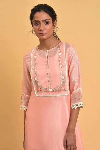 W for Woman Pink Embroidered Shantun Festive kurta