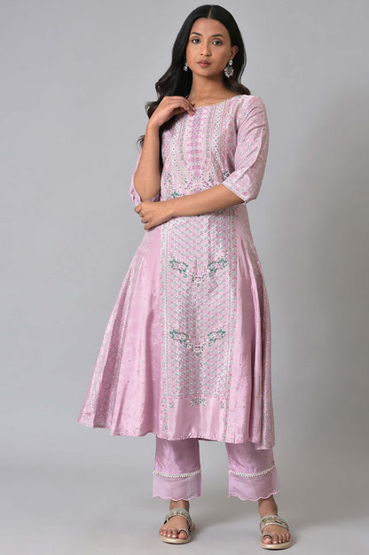 W for Woman Light Purple A-Line Shatung kurta