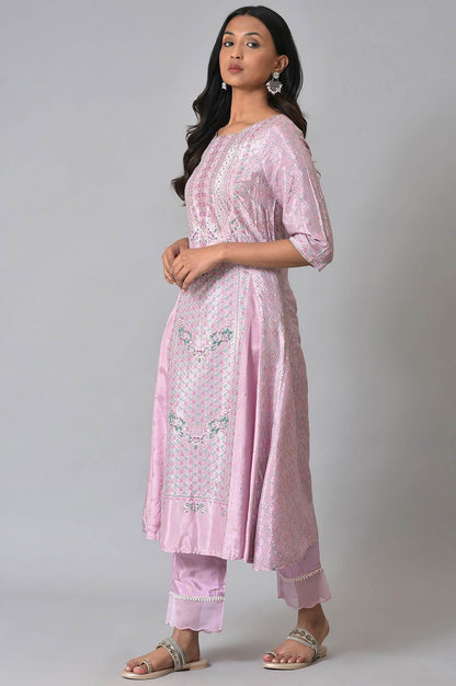 W for Woman Light Purple A-Line Shatung kurta