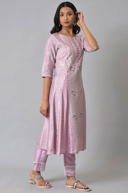 W for Woman Light Purple A-Line Shatung kurta