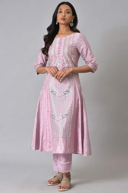 W for Woman Light Purple A-Line Shatung kurta