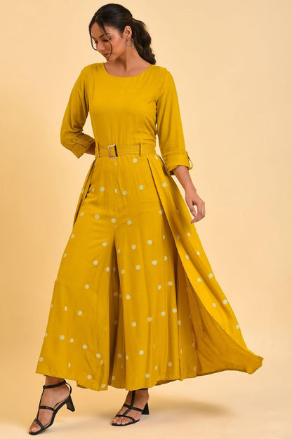W for Woman Yellow Polka Dot Jumpsuit with Belt
