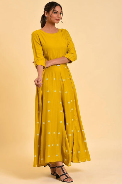 W for Woman Yellow Polka Dot Jumpsuit with Belt