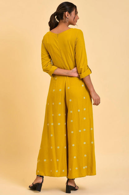 W for Woman Yellow Polka Dot Jumpsuit with Belt