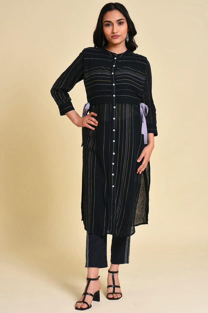 W for Woman Black Mock Vest Plus Size kurta
