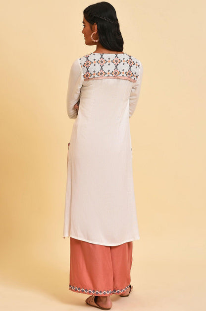 W for Woman Ecru Geometric Print Plus Size Summer kurta