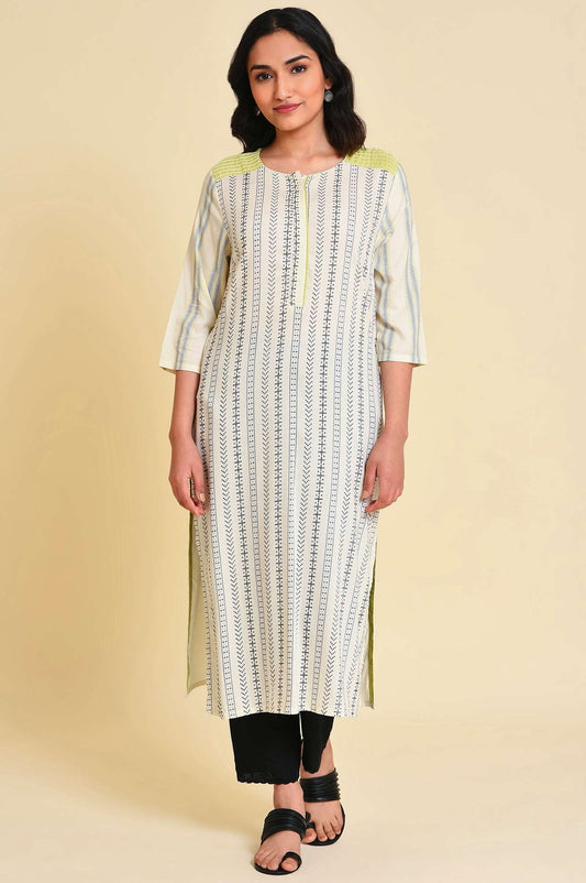 W for Woman Ecru Graphic Printed kurta