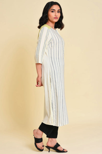 W for Woman Ecru Graphic Printed kurta
