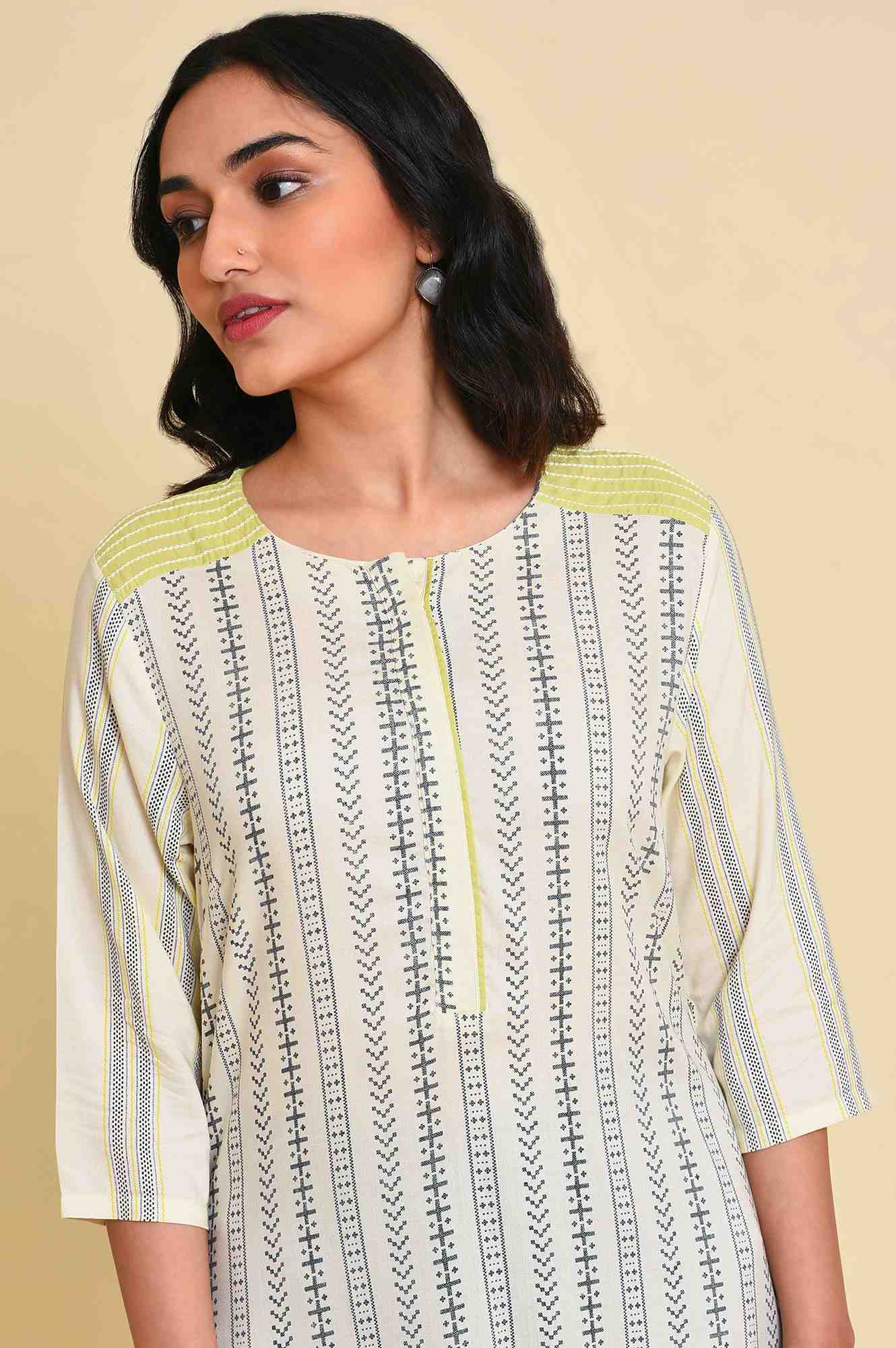 W for Woman Ecru Graphic Printed kurta