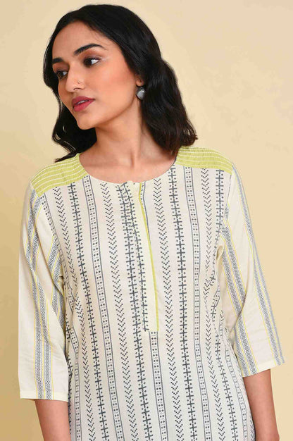 W for Woman Ecru Graphic Printed kurta