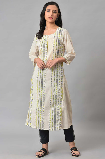 W for Woman Ecru Misdent Printed Summer kurta