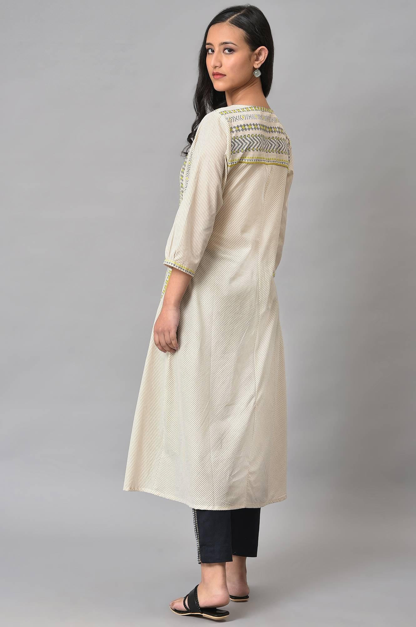 W for Woman Ecru Misdent Printed Summer kurta
