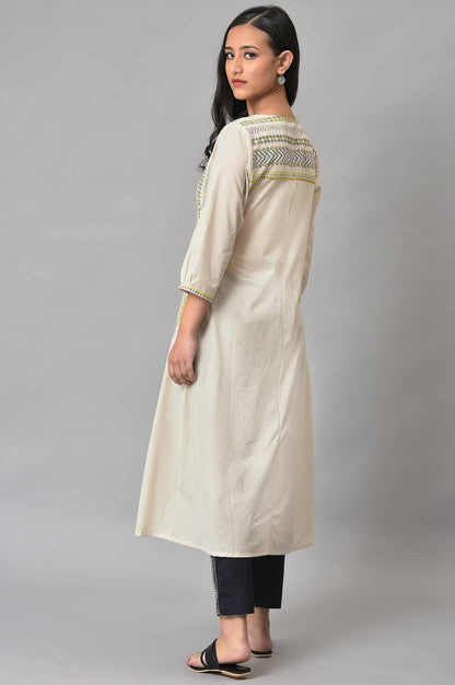 W for Woman Ecru Misdent Printed Summer kurta