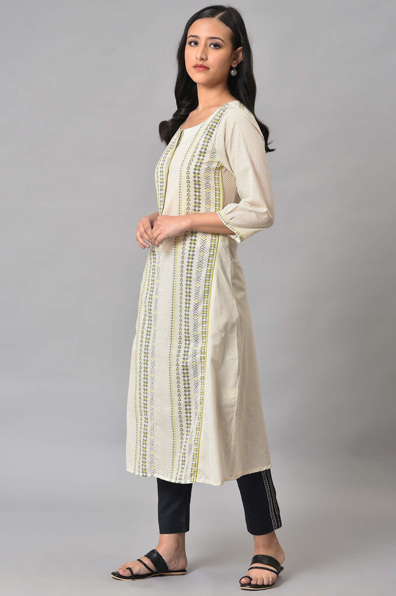 W for Woman Ecru Misdent Printed Summer kurta