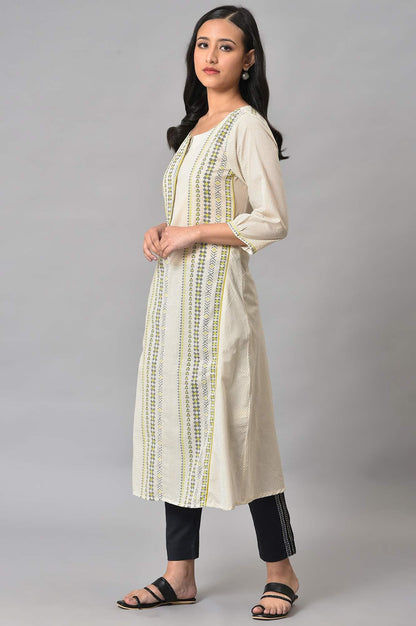 W for Woman Ecru Misdent Printed Summer kurta
