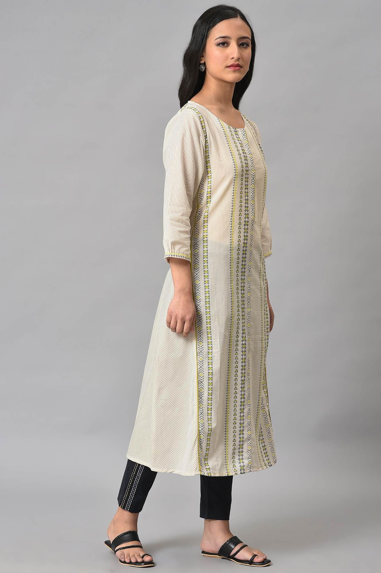 W for Woman Ecru Misdent Printed Summer kurta