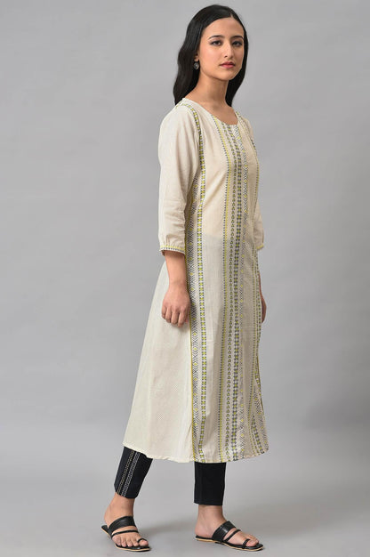 W for Woman Ecru Misdent Printed Summer kurta